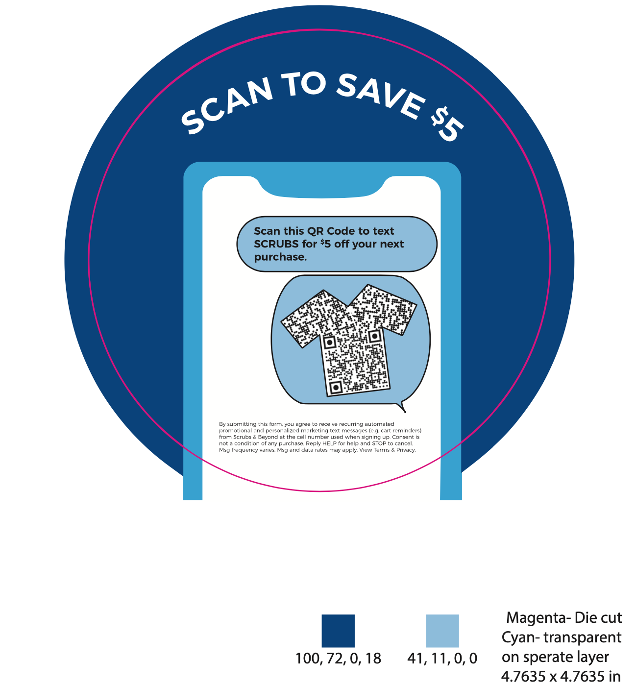 Decal for dressing room mirror