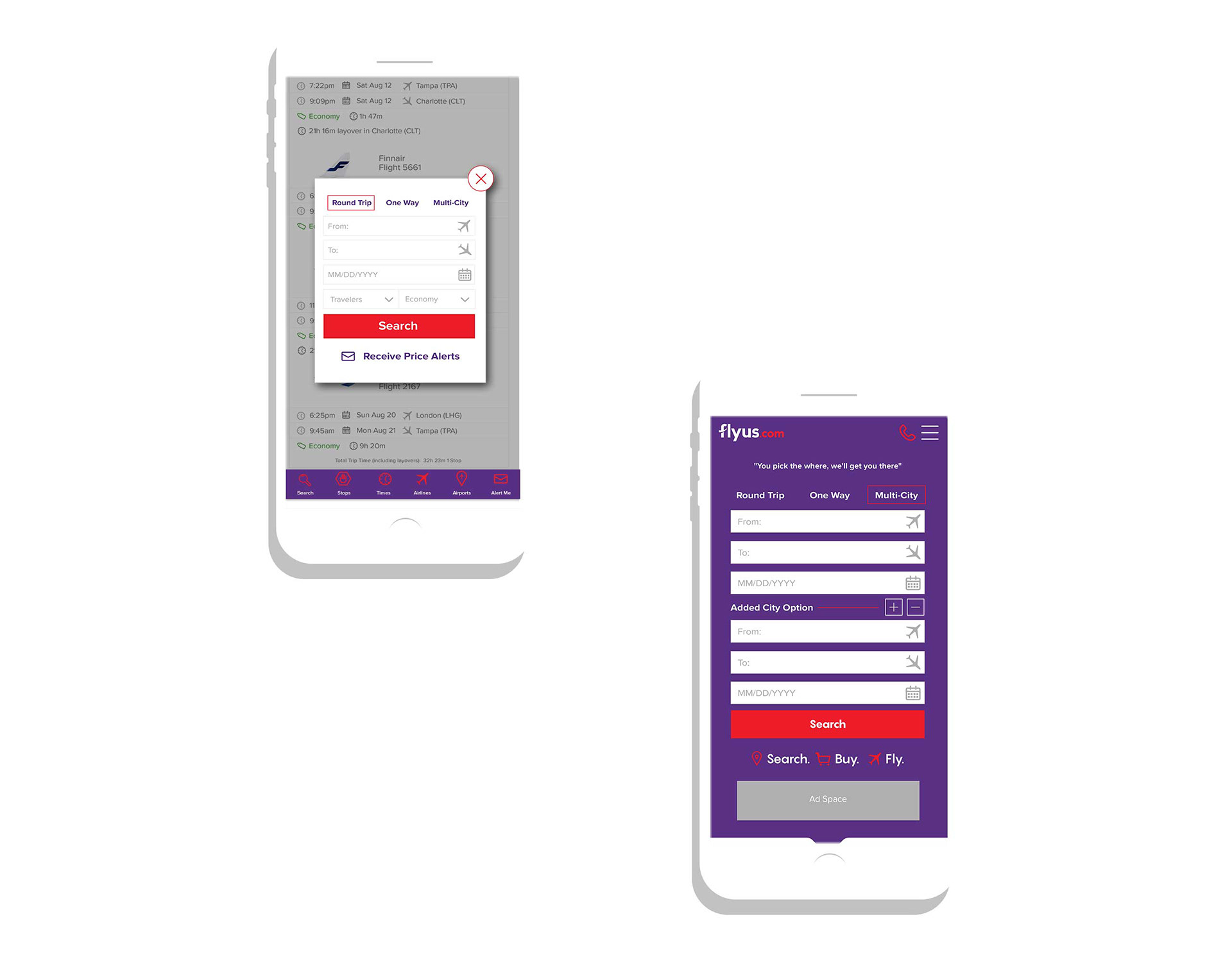 UX Design: Mobile Layout / Pop Up and Search