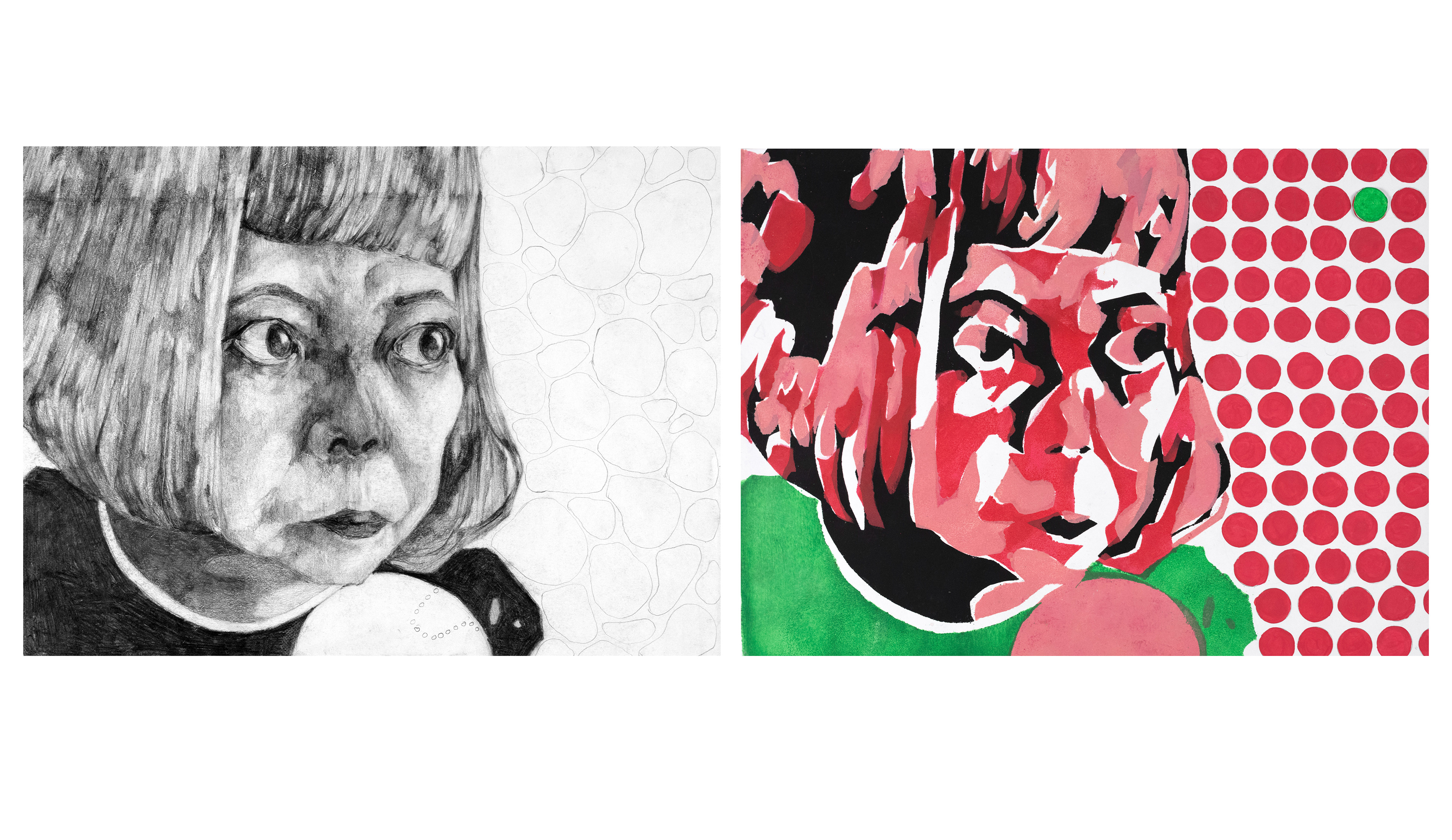 Yayoi Kusama Series / Graphite, stencil, and acrylic, each on paper / 2023