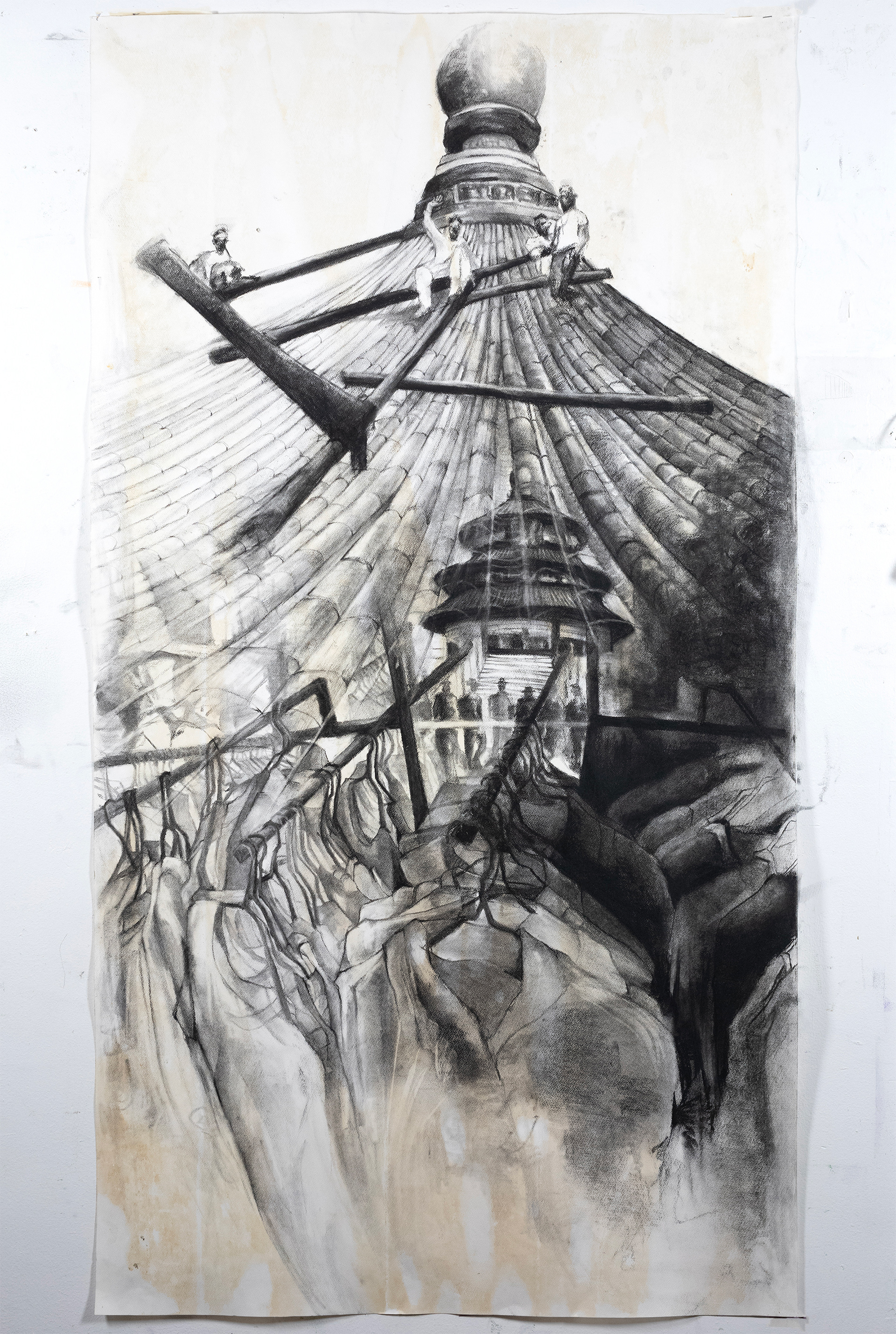 Recovered Legacy / Charcoal on stained paper / 2024