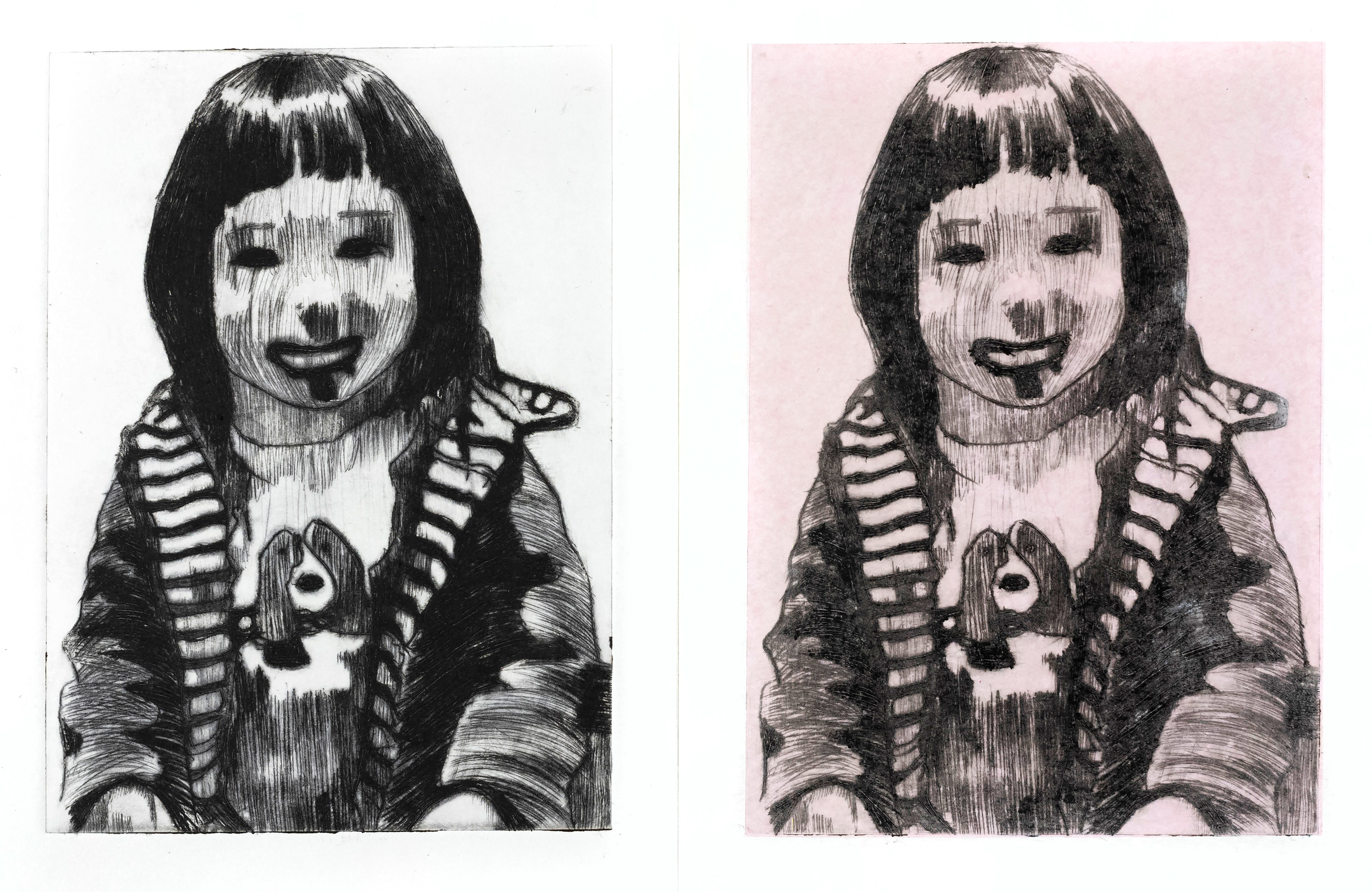 Childhood Me / Etching on plastic and paper / 2023