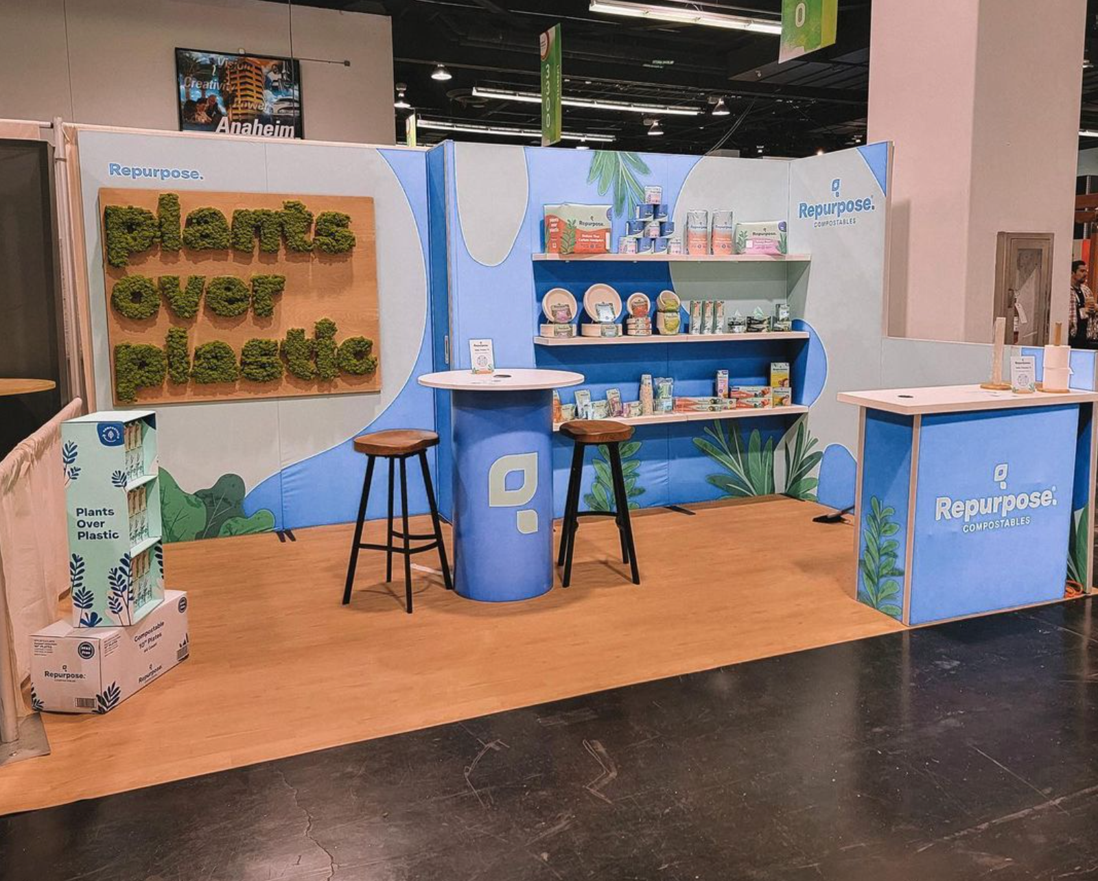 PRODUCT PACKAGING CARRIED INTO WALLS, COUNTER, AND TABLE