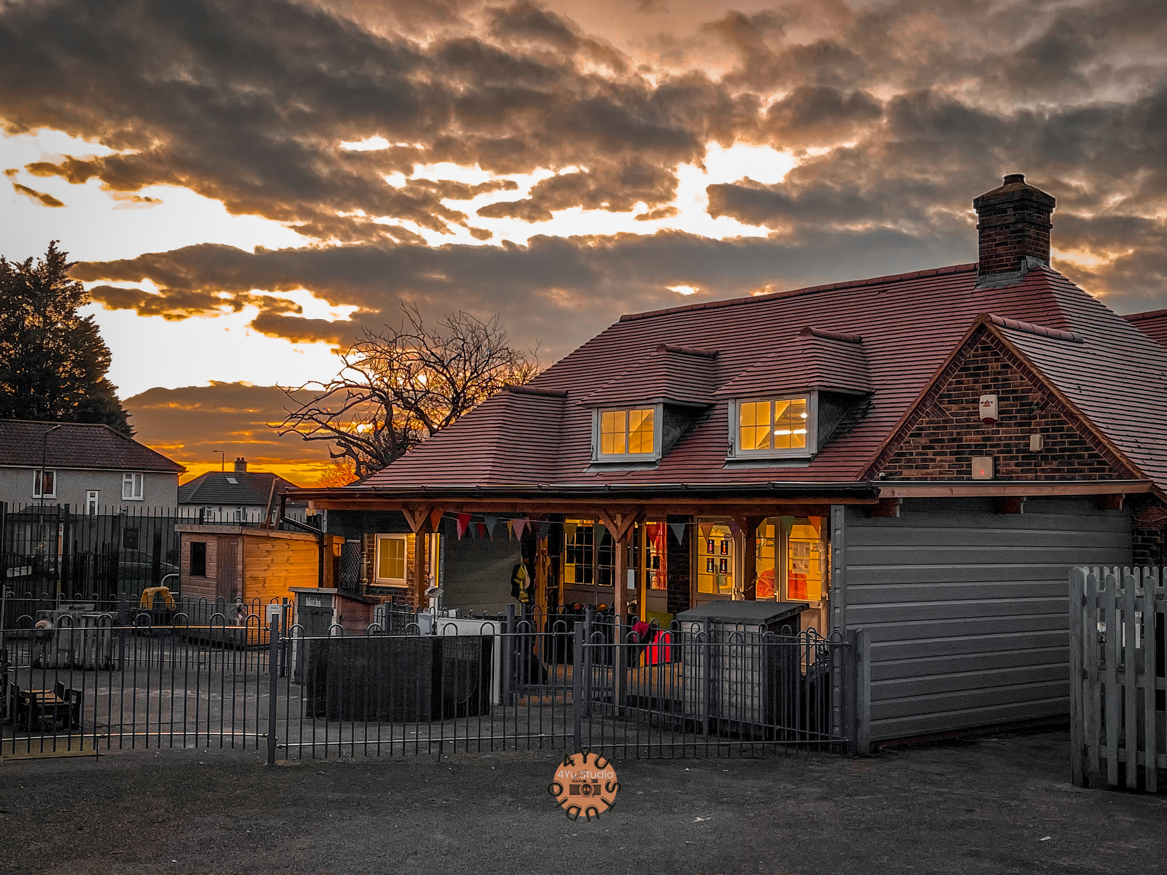 photo took in front of the school building