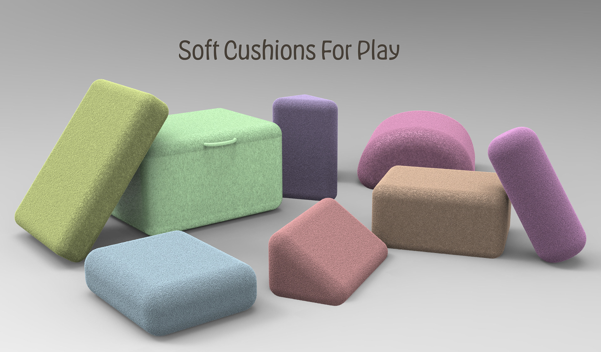 Soft, playful cushions are stackable, climbable, moveable, and a playroom in itself.