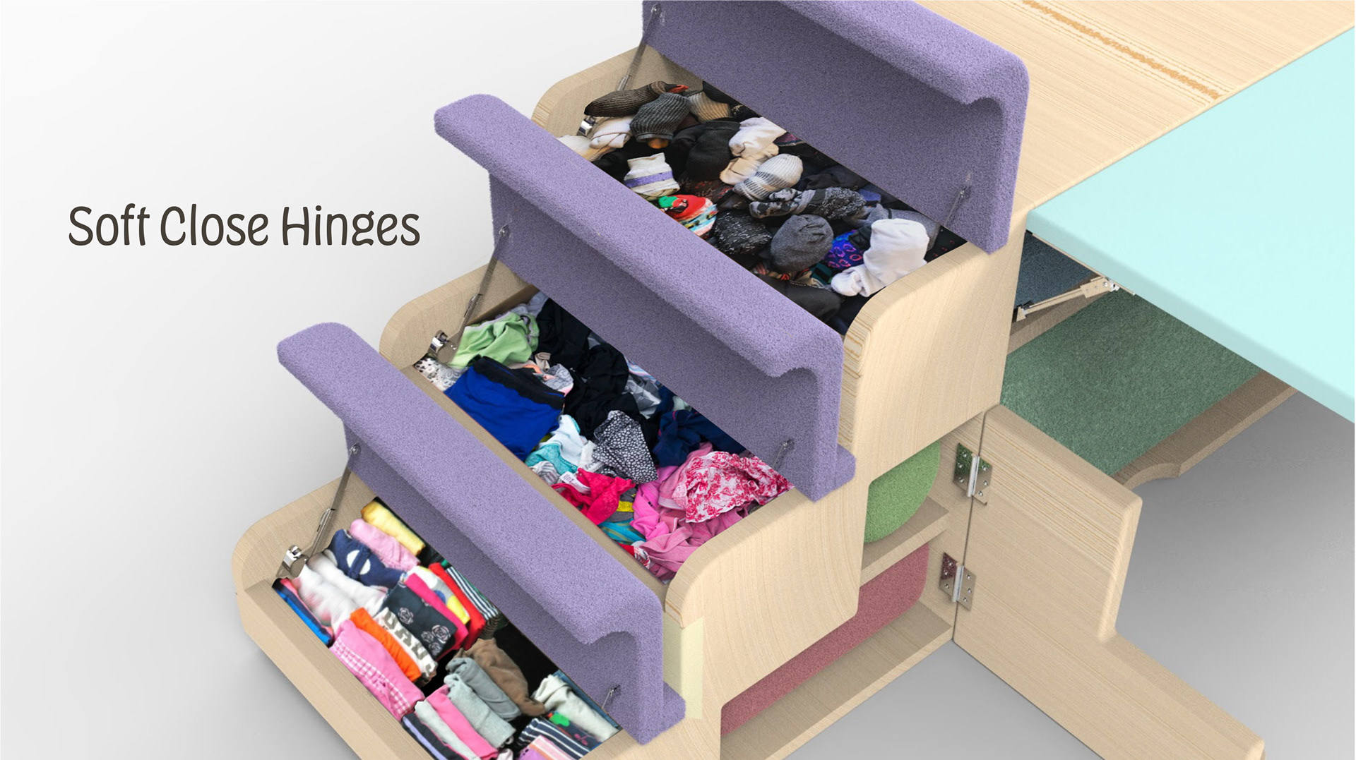 Lids will lower slowly and gently to avoid crushing the smallest of fingers. Lids stay open until you are ready to close, no need to prop it open. Small compact design maximizes storage space.