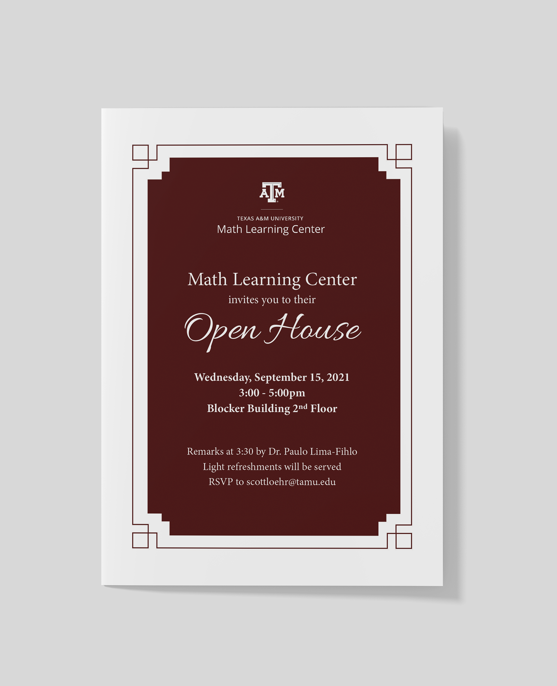 Math Learning Center Open House Invitation