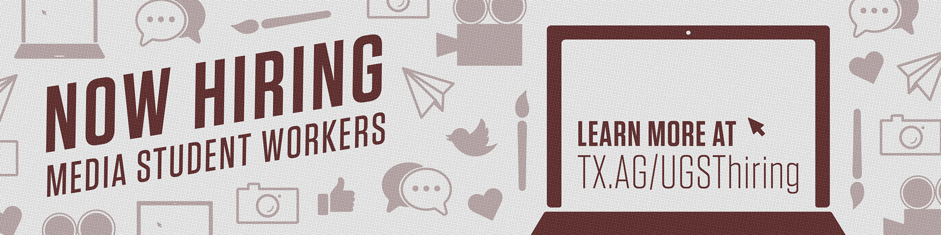 Now Hiring Media Student Workers Ad for Email Header