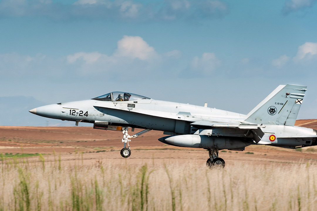 Spanish McDonnell Douglas F18 Hornet landing.