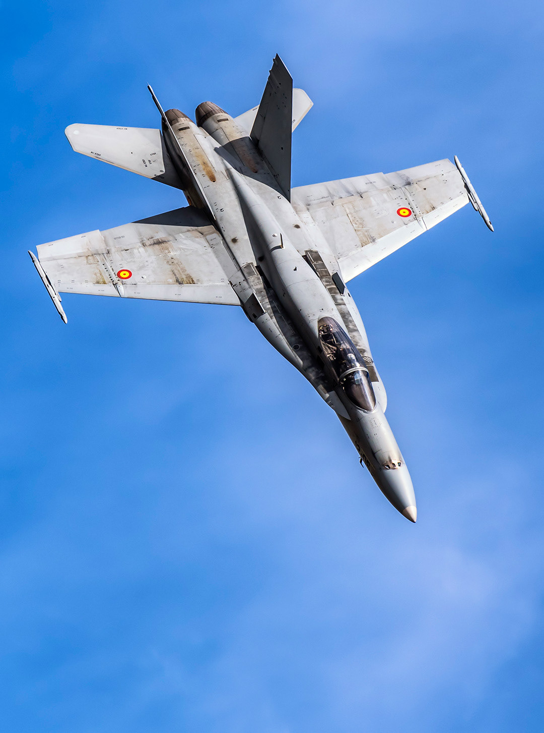 Spanish McDonnell Douglas F18 Hornet in flight..