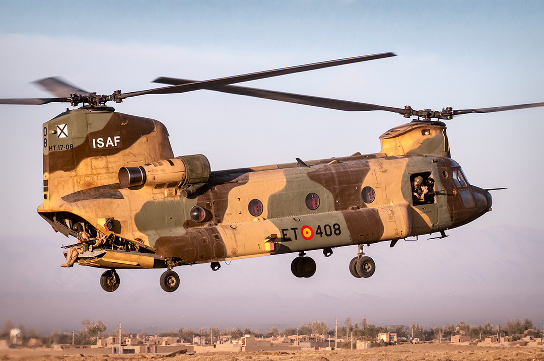 Spanish Ch 47 Chinook operating in Afghanistan. 