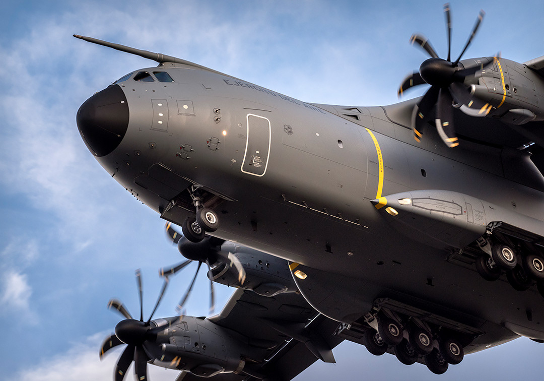 Airbus A400 of the 31st Wing of the Spanish Air Force landing.