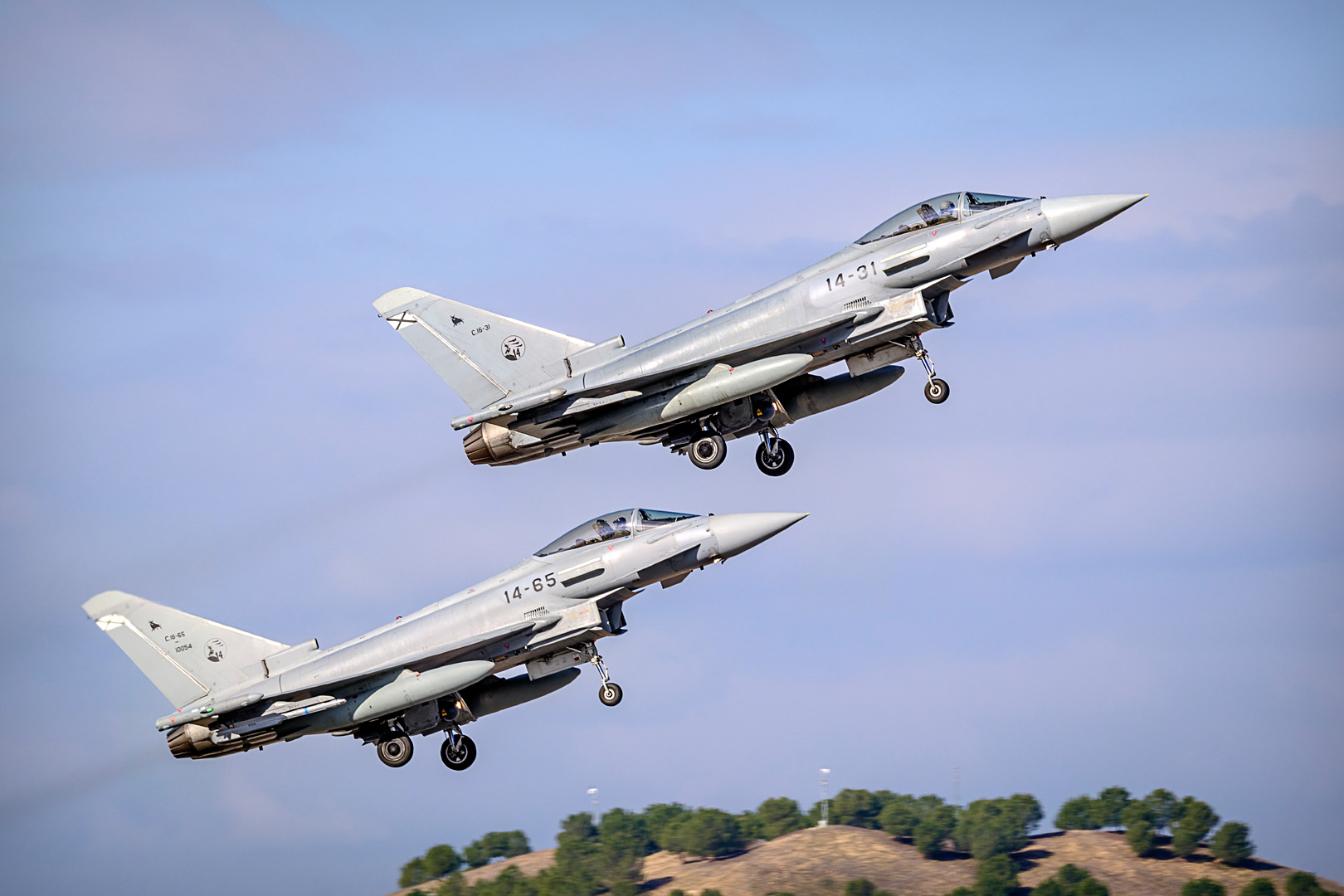Two Eurofighter Typhoon of the 14th Wing of the Spanish Air Force.