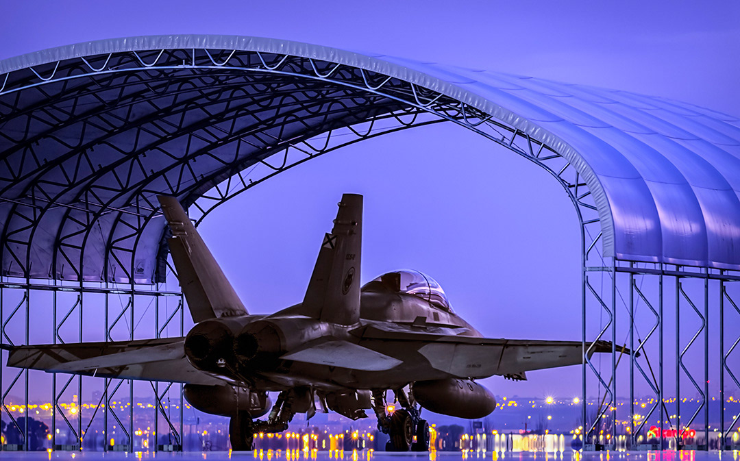 Spanish McDonnell Douglas F18 Hornet at dawn.