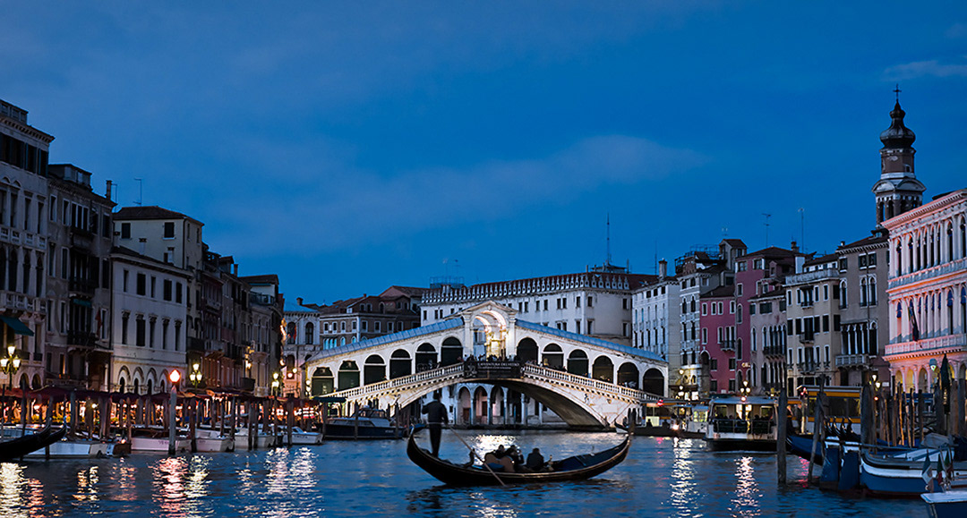 Rialto bridge in the Grand Canal. 