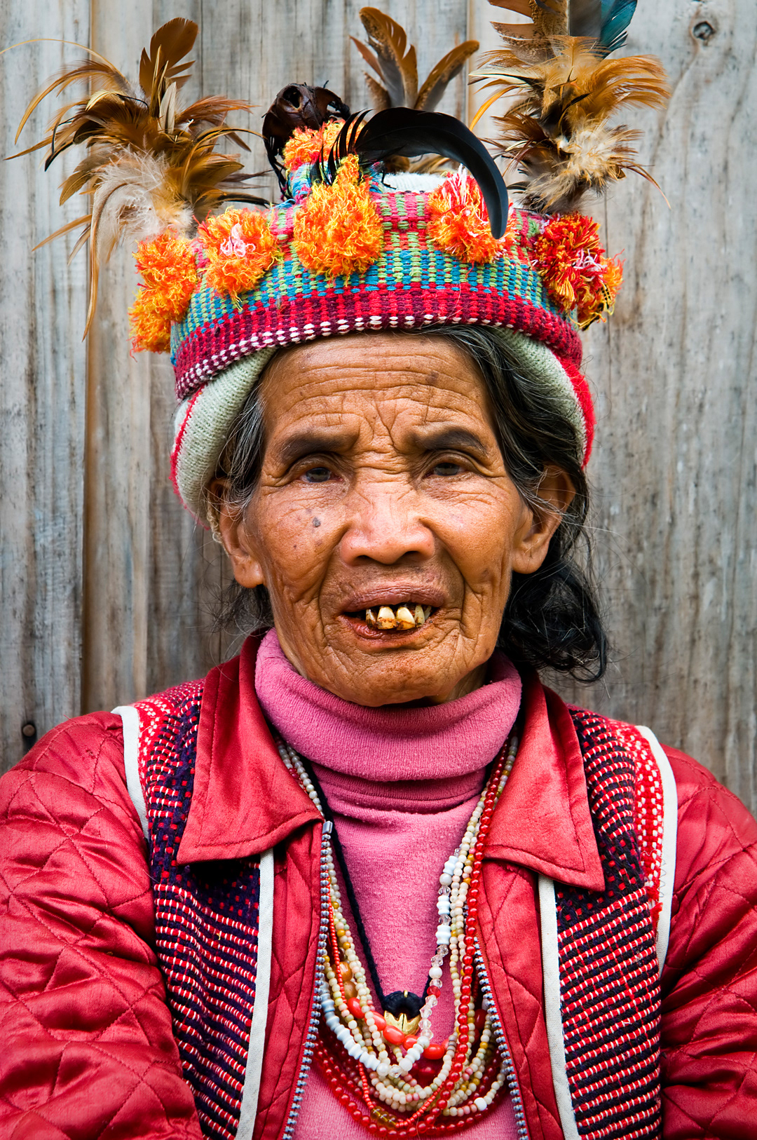 Ifugao elder dressed in the traditional manner at a viewpoint near Banaue. 