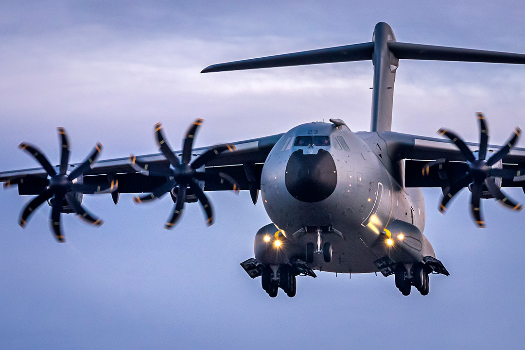 Airbus A400 of the 31st Wing of the Spanish Air Force landing.