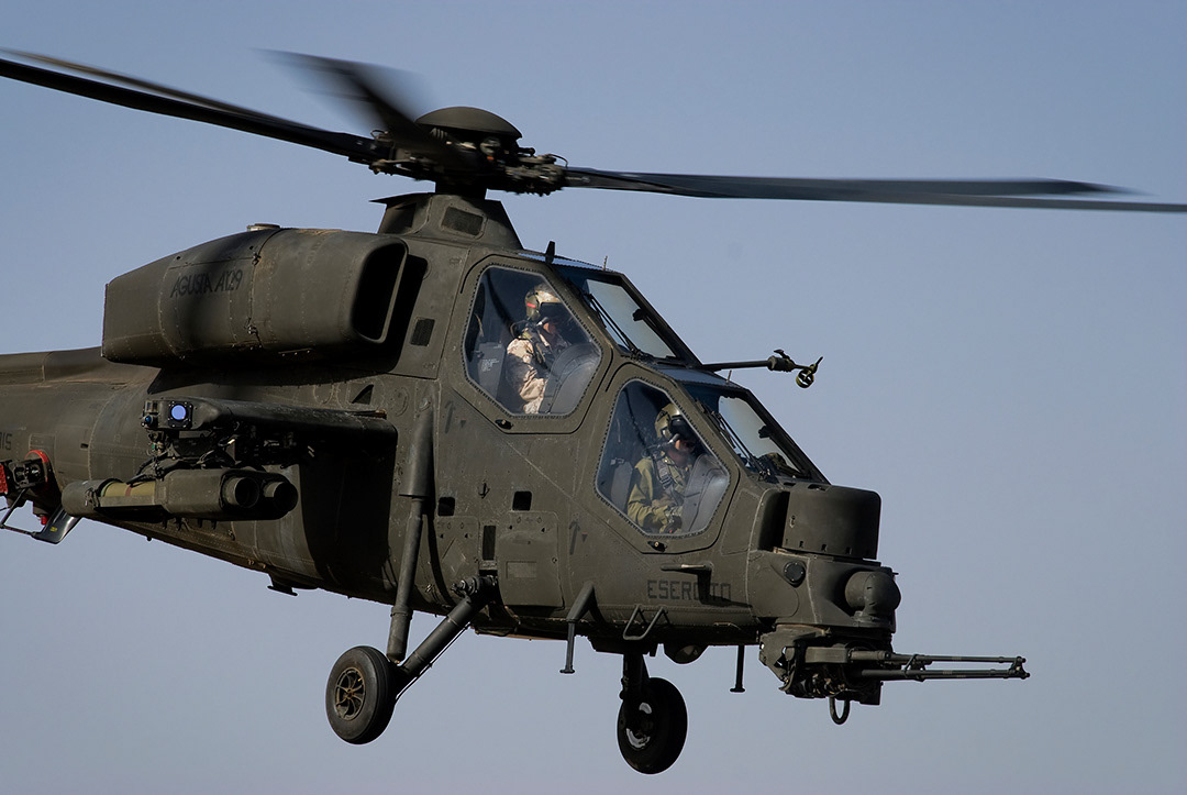 Italian army helicopter A129 Mangusta operating in Afghanistan.