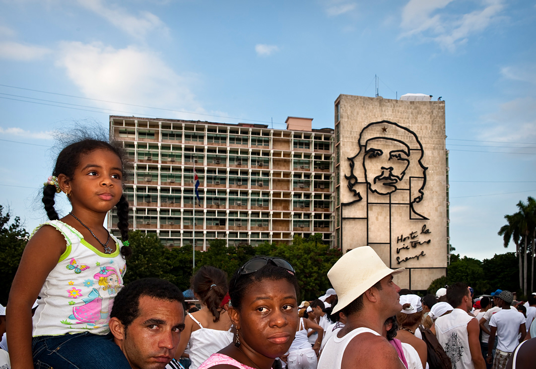 Attendants in Revolution's square during 'Peace without Borders' concert in La Habana. Little changes are taken by cubans with both, scepticism and hope. 