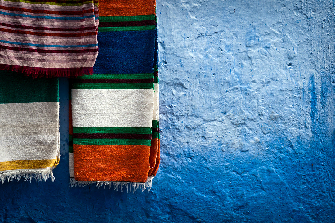 Blankets for sale in Chefchaouen.
