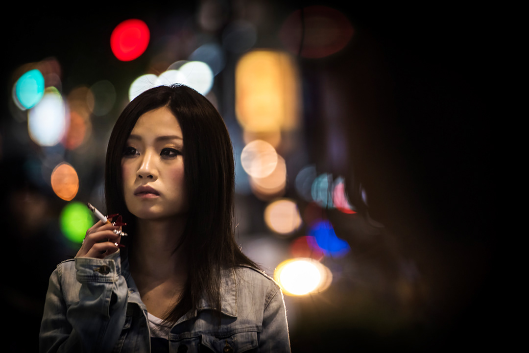 Girl smoking in Shibuya, Tokyo.