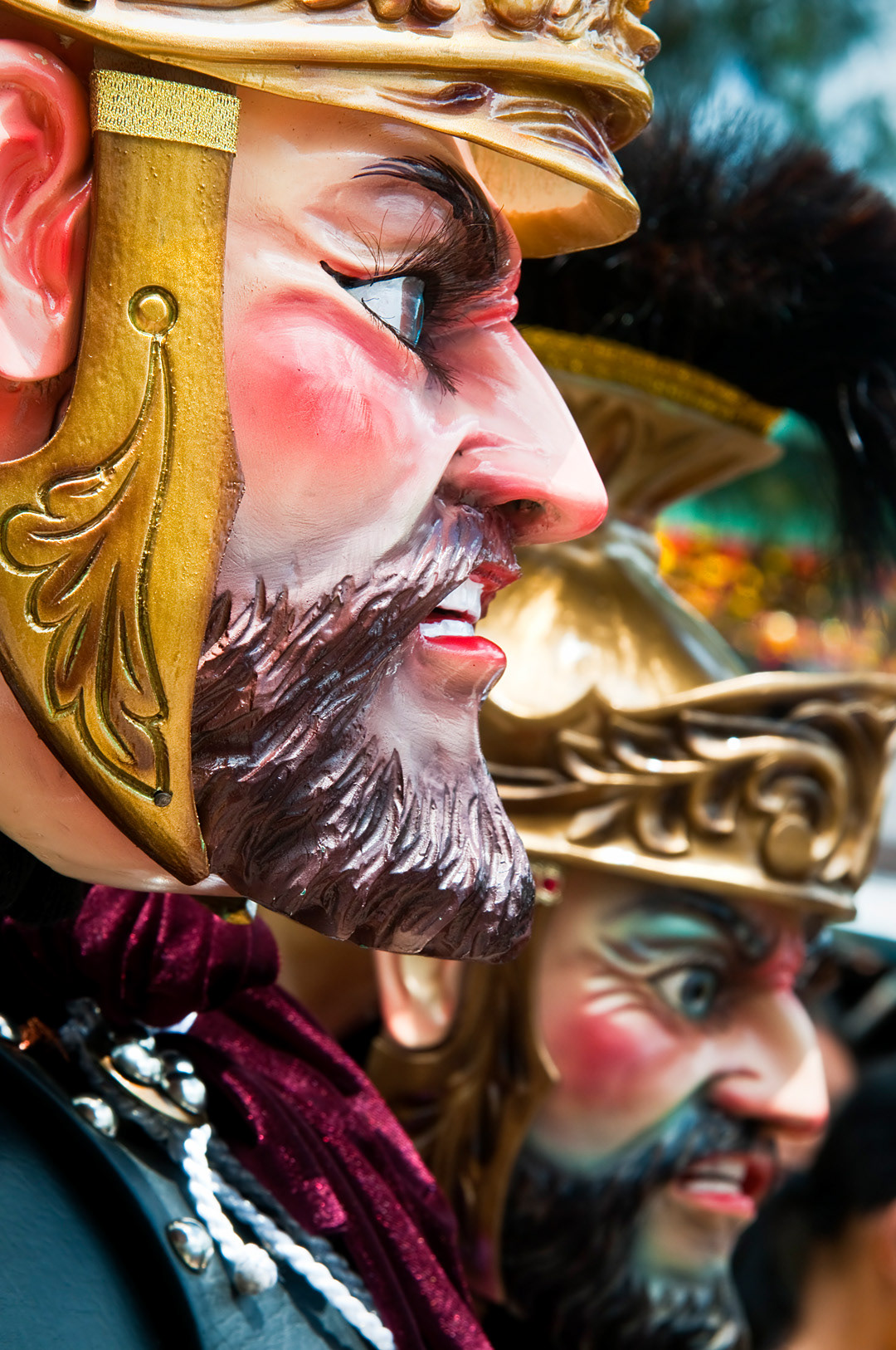oriones (roman centurions) masks at the Moriones Festival in Boac.
