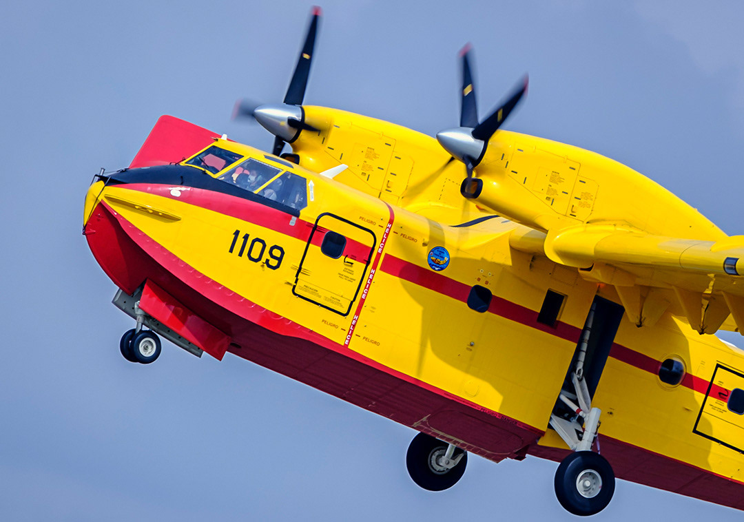 Bombardier CL-415T of the 43 Group of the Spanish Air Force landing.