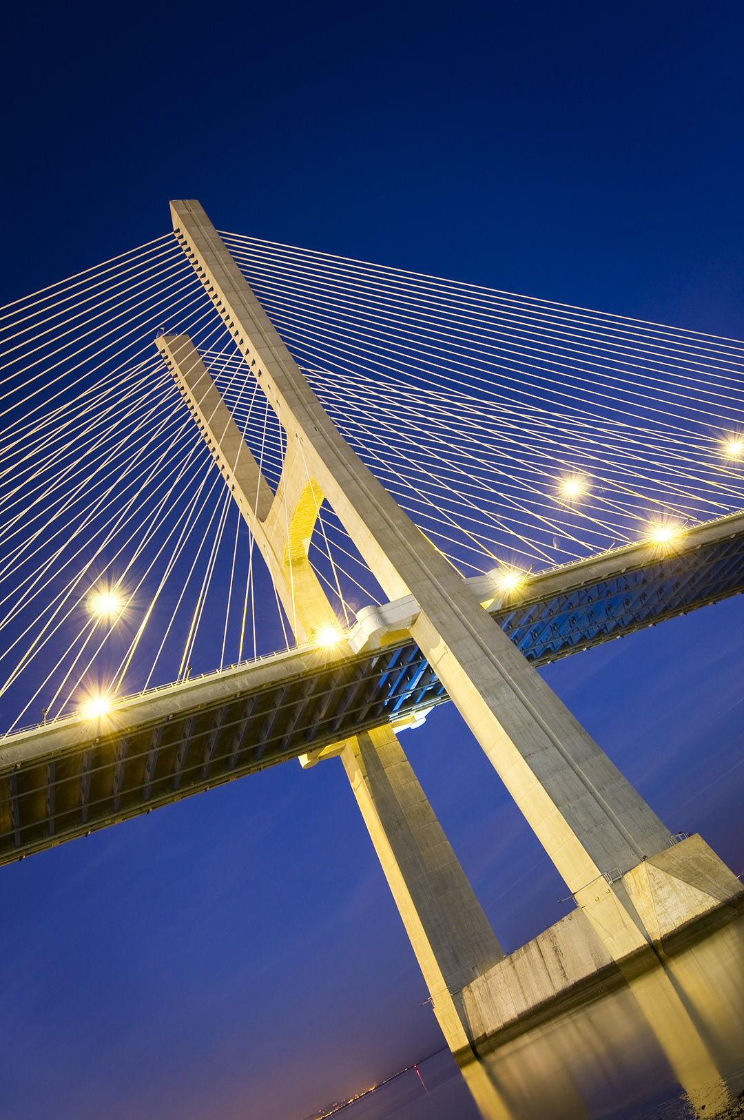 Ponte Vasco da Gama in Lisbon at dusk. 