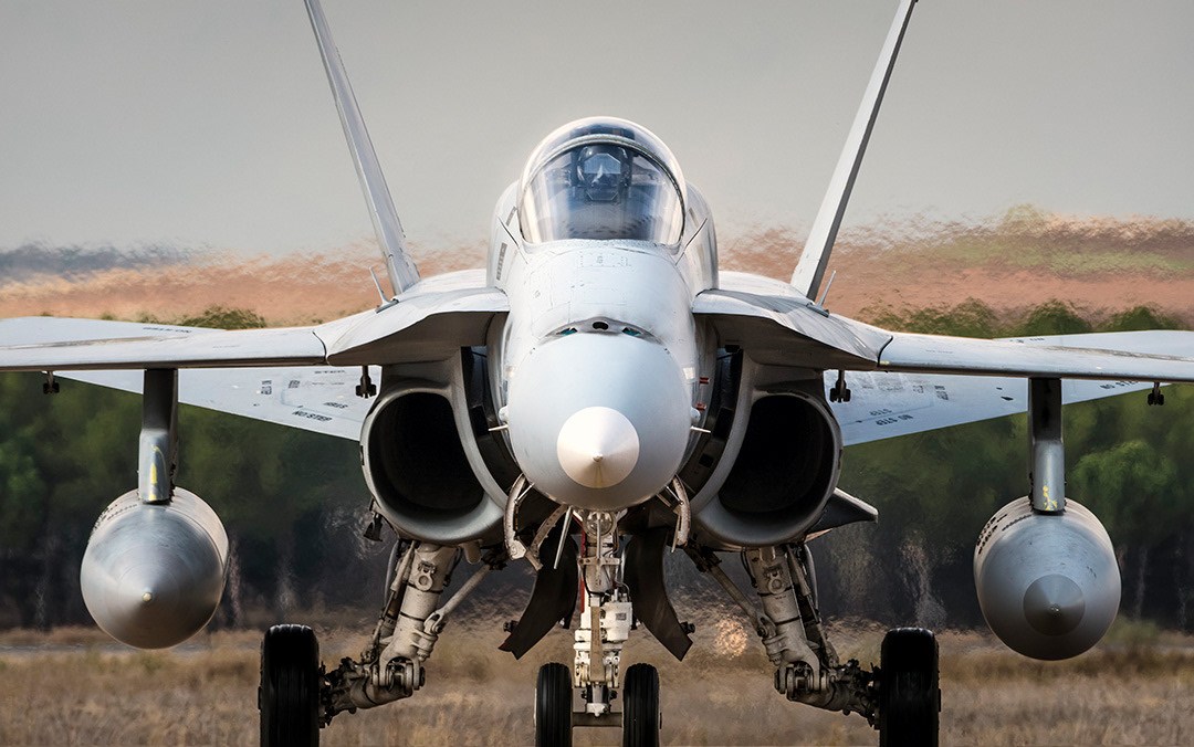Spanish McDonnell Douglas F18 Hornet on the runway
