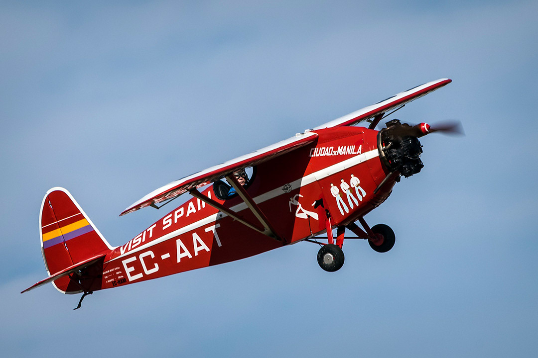 Comper C.L.A.7 Swift from the Fundación Infante de Orleans, with the painting of the aircraft that carried out the legendary Madrid-Manila Raid in 1933.