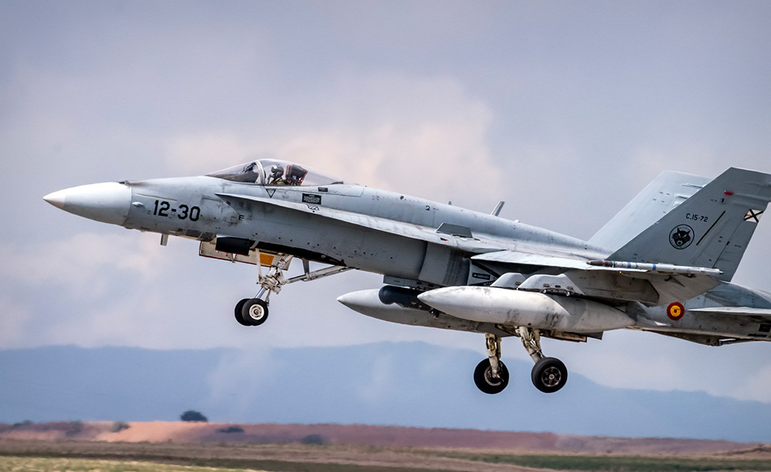 Spanish McDonnell Douglas F18 Hornet landing.