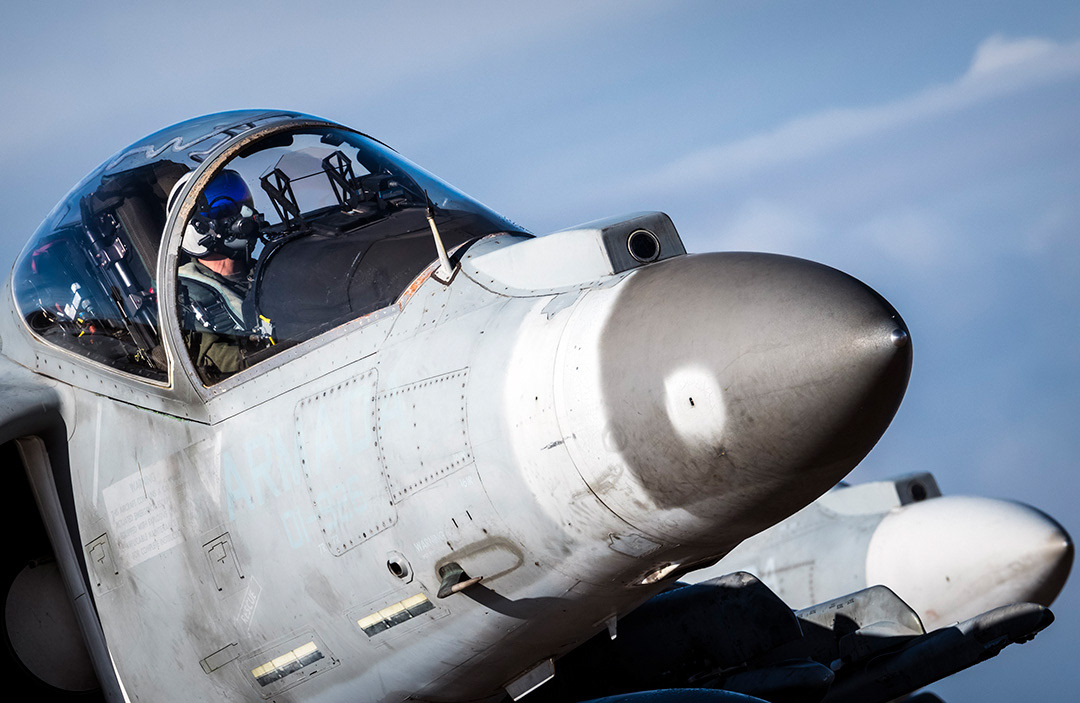 Two AV-8B Harrier II Plus of the 9th Aircraft Squadron of the Spanish Navy. 