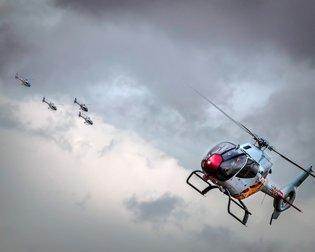 Aspa Patrol (Spanish Air Force's helicopters acrobatic patrol) in Aire 75 International Airshow 