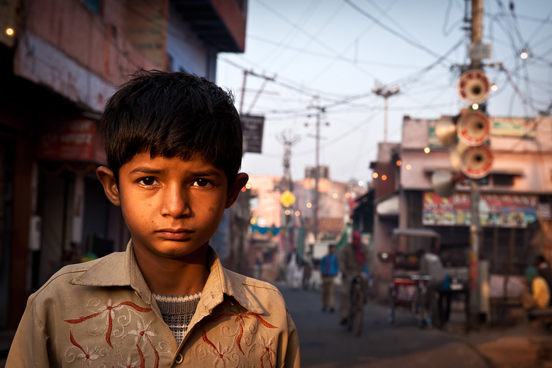 Boy in the streets of Taj Ganj, Agra. 