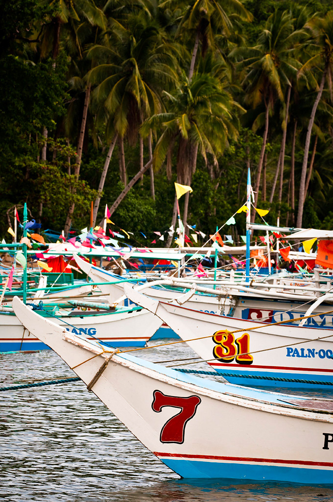Palawan. Boats at the dock at the port of Sabang. 