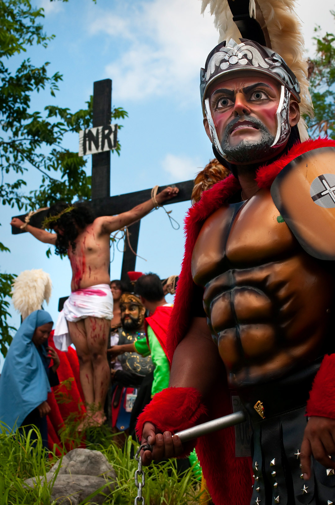 Crucifixion at Moriones Festival in Boac. 