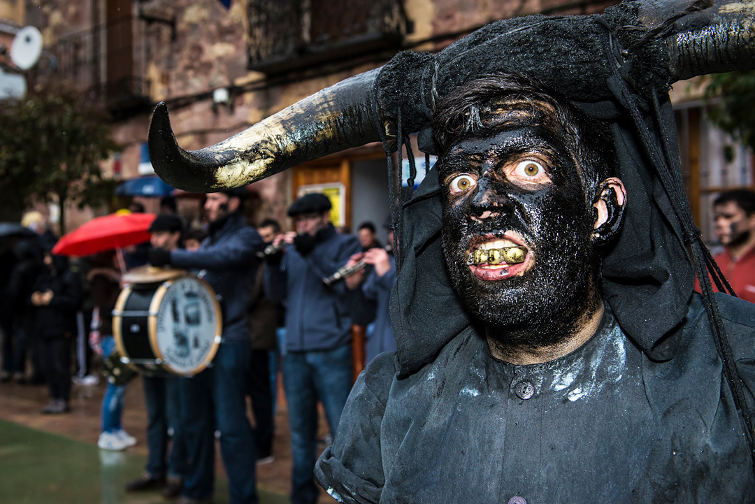  "Devils Luzón" Carnival in the Main Square in Luzon (Guadalajara, Spain). 