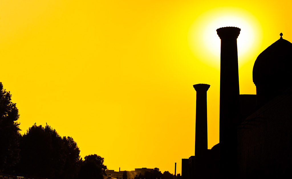   Samarkand. The Registan at sunset. 