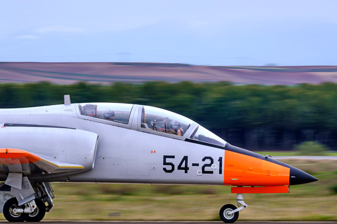 A CASA C-101 "Mirlo" two-seater from the Spanish Air Force's Armament and Experimentation Logistics Center taxiing towards the runway.
