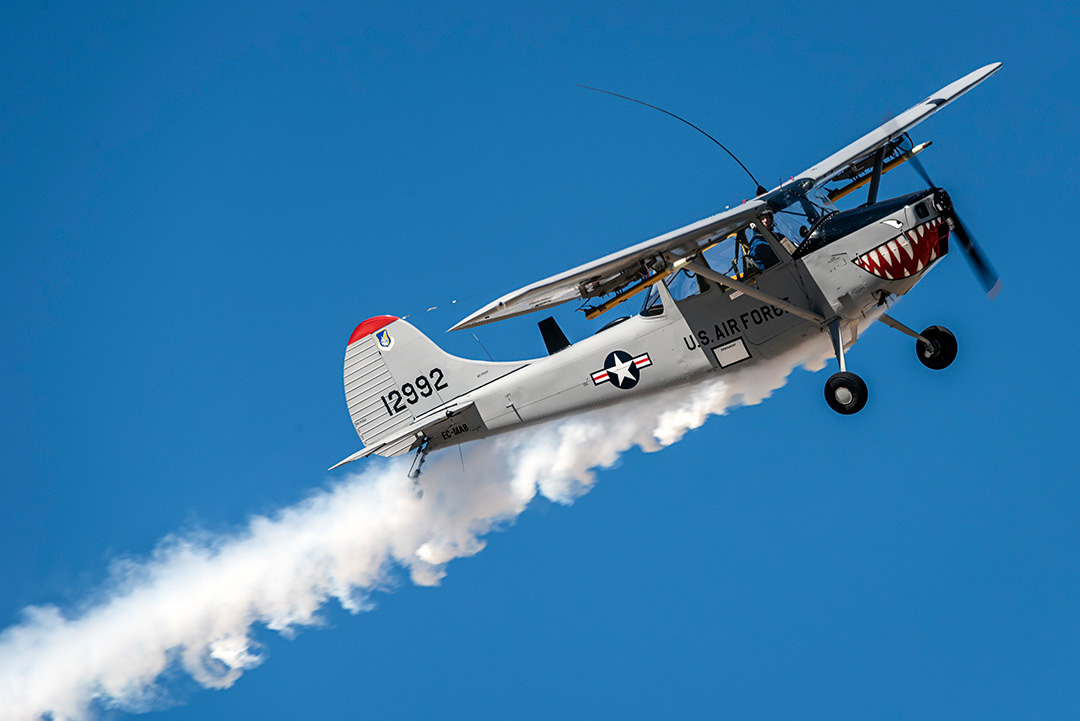 Cessna L-19 Bird Dog of the Fundación Infante de Orleans in an air show at the Cuatro Vientos aerodrome (Madrid).