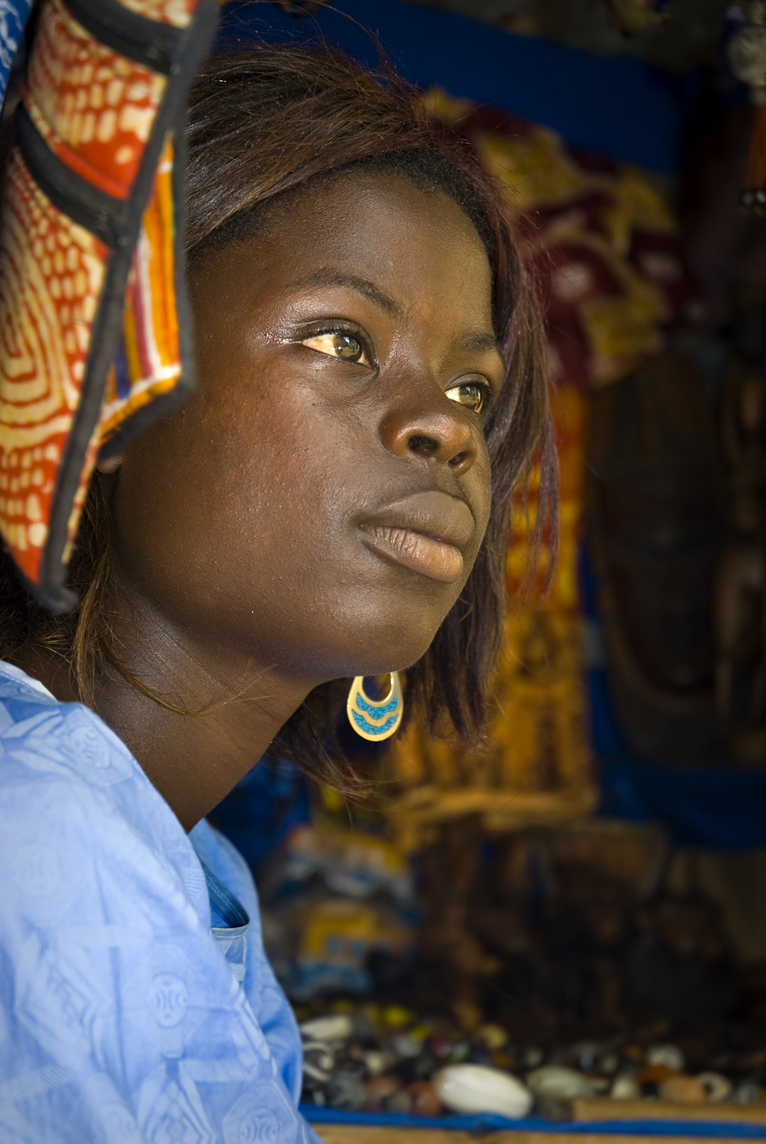 A girl in a shop in Goreé island. 