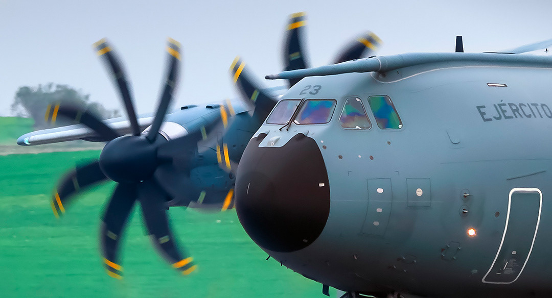 Airbus A400 of the 31st Wing of the Spanish Air Force landing.