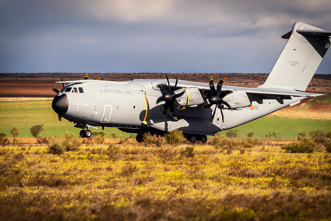 Airbus A400 of the 31st Wing of the Spanish Air Force landing.