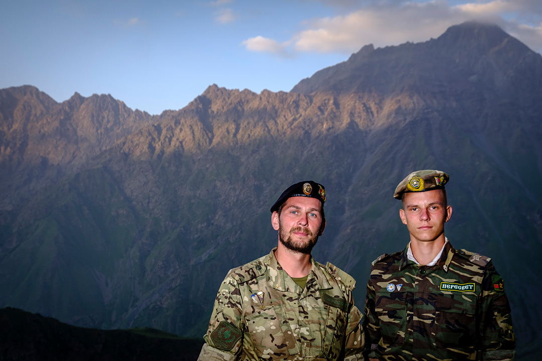 Members of a bielorusian military academy near Kazbegi. 