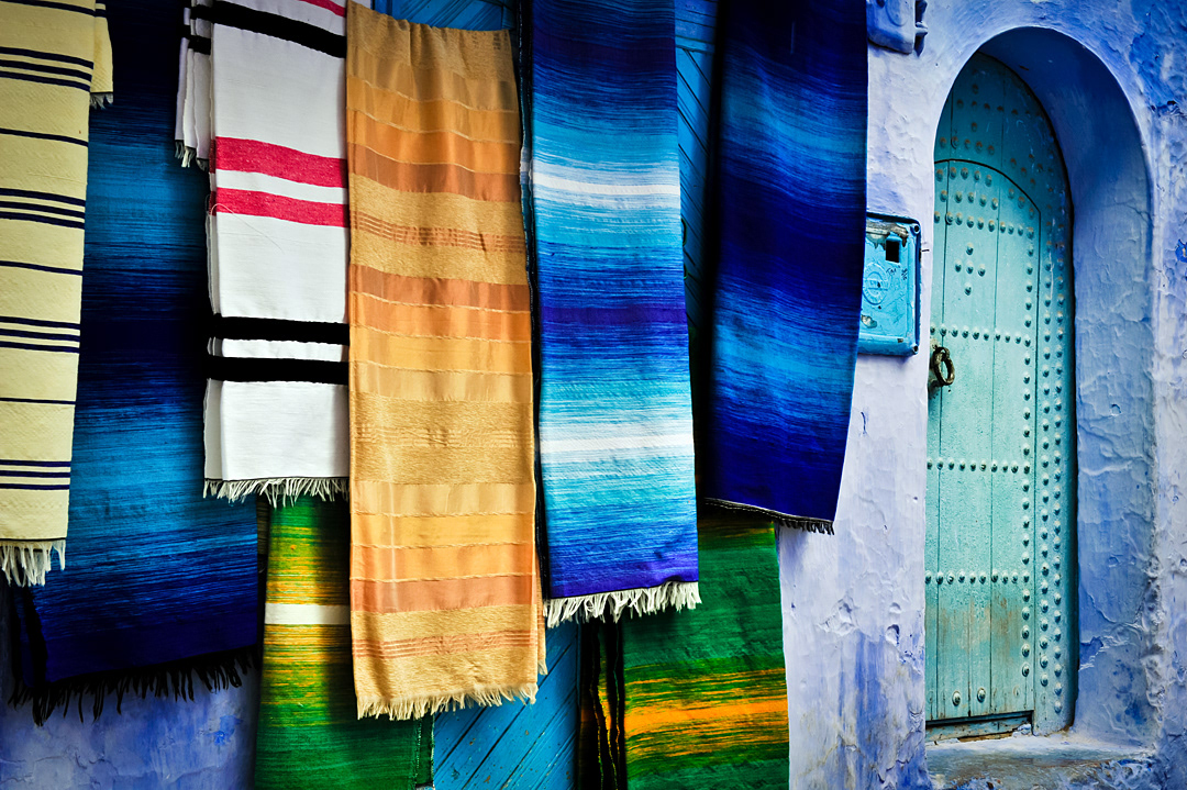 Blankets for sale in Chefchaouen.