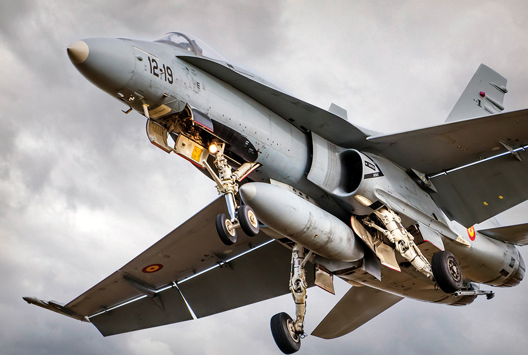 Spanish McDonnell Douglas F18 Hornet landing.