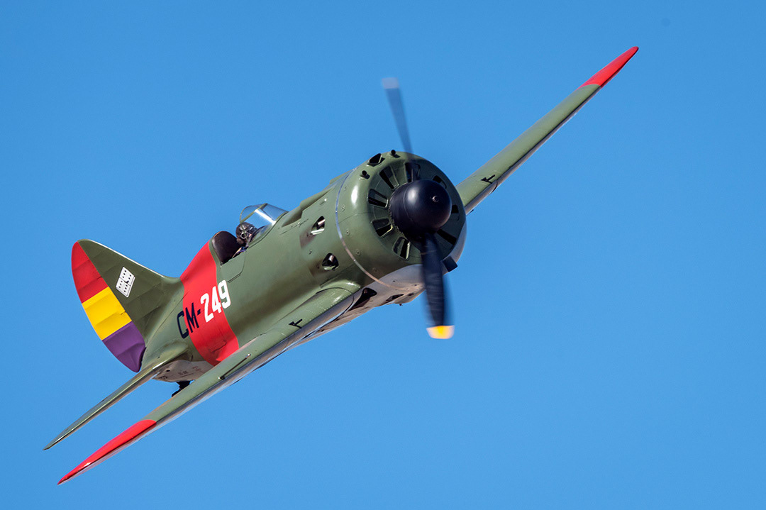 Polikarpov I16 "mosca" of the Infante de Orleans Foundation at an air show at the Cuatro Vientos aerodrome (Madrid).