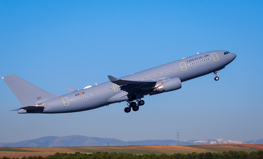 Airbus A330 of the 45th Spanish Air Force Group taking off.