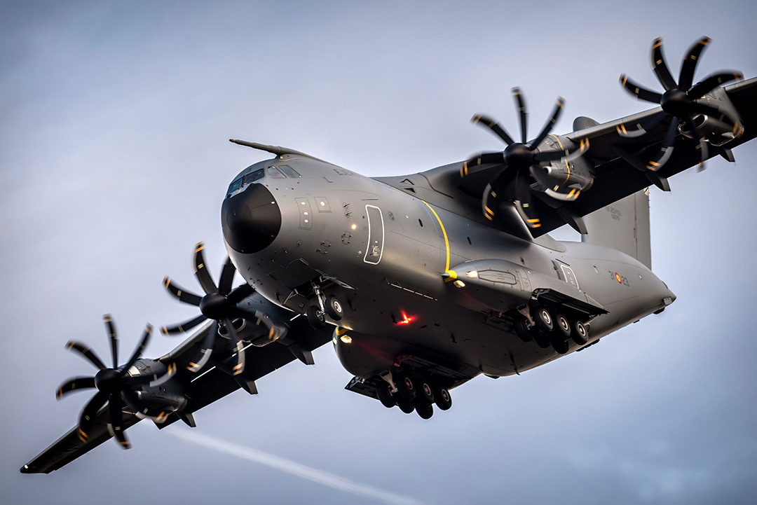 Airbus A400 of the 31st Wing of the Spanish Air Force landing.
