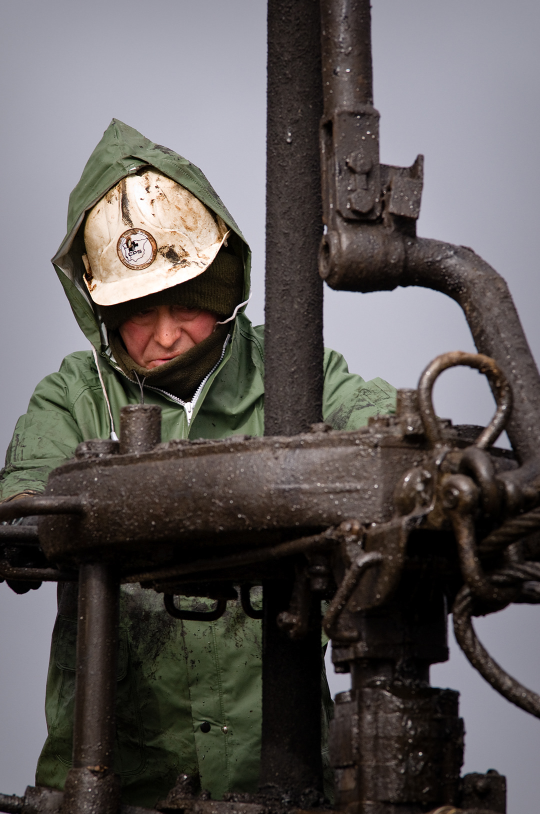 Worker in a Petrol station near Sargentes de La Lora (Burgos, Spain) 