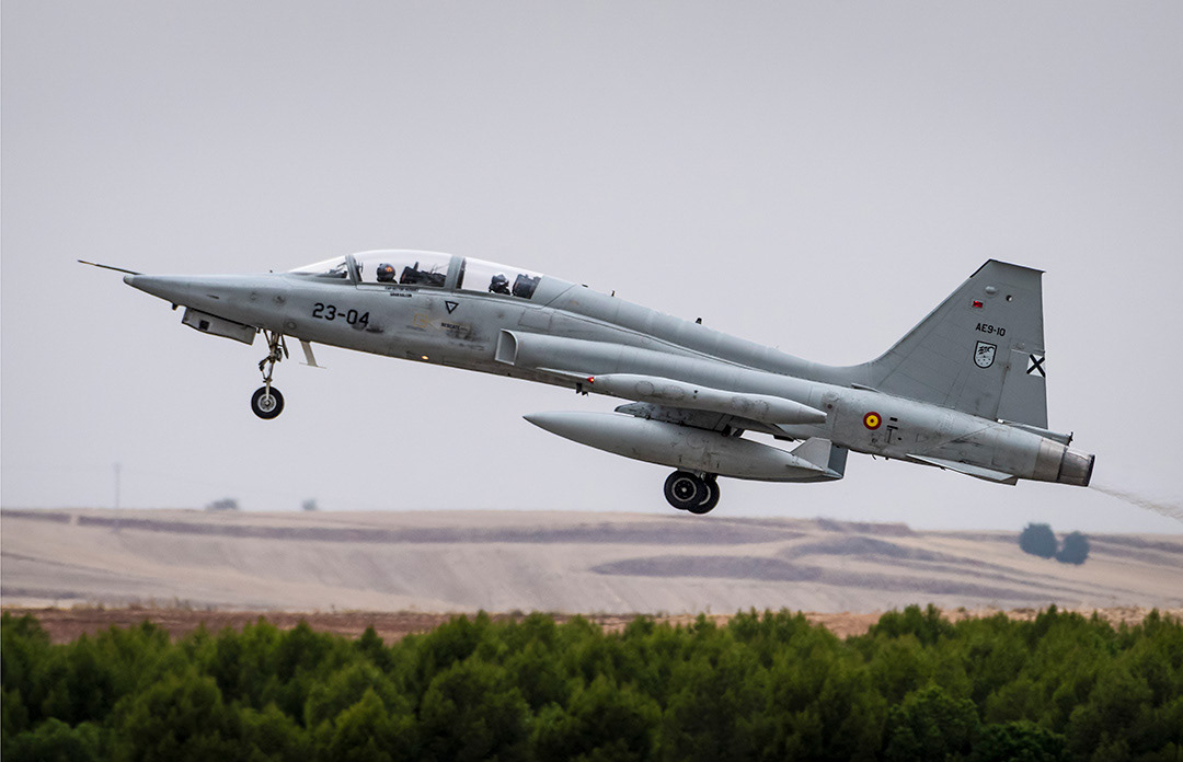 Northrop F-5 of the 23rd Wing of the Spanish Air Force taking off.